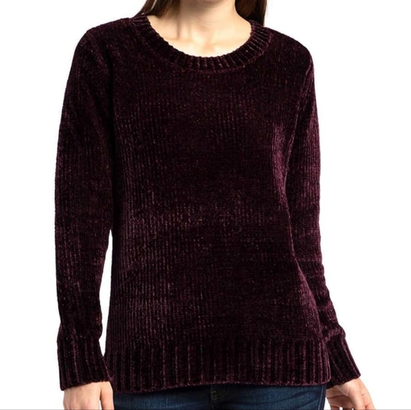 Orvis Women's Deep Purple Chenile Crew Neck Sweater Size M - Picture 1 of 3